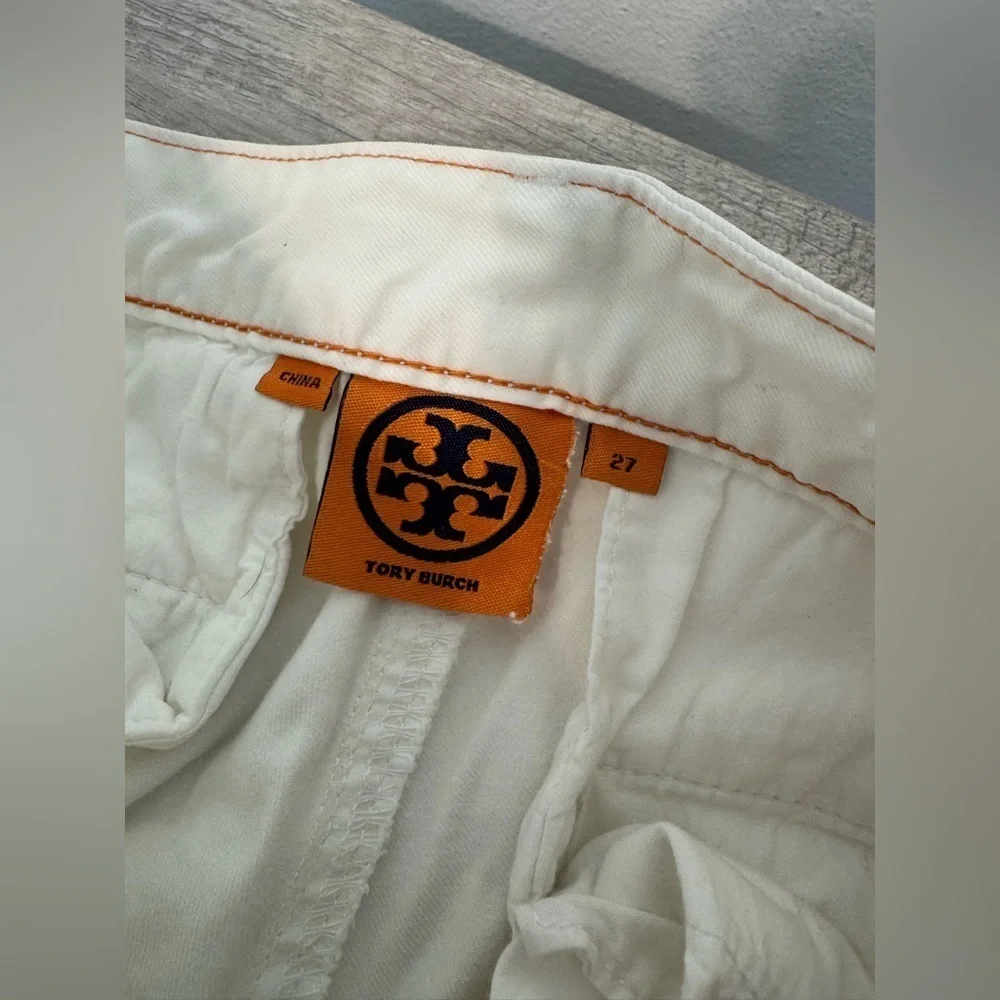 Tory Burch White Chino Ankle Length Pants Mid Rise Size 27 *Read